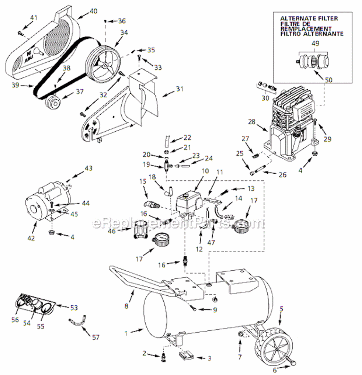 Page A Diagram and Parts List for  Campbell Hausfeld Compressor